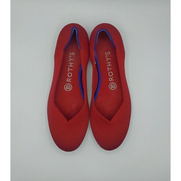 Rothy's The Flat Chili Red Knit Fabric Ballet Flats Shoes Women’s Size 7 - Picture 4 of 10
